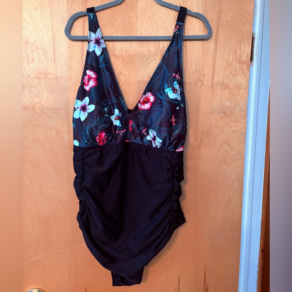 Floral Black One-Piece Swimsuit